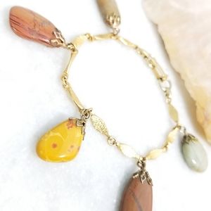 VNTG SET of real stone lapidary bracelet/earrings